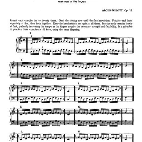 schmitt op 16 preparatory exercises for the piano