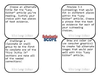 Download Scholastic Scope Lazy Editor Answers 