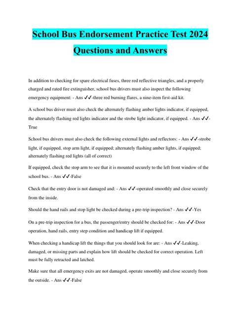 school bus endorsement practice test study guide
