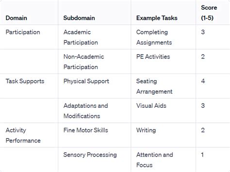 School Function Assessment Scoring