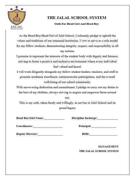 school headboy oath