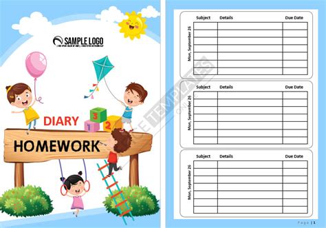 School Homework Diary Template
