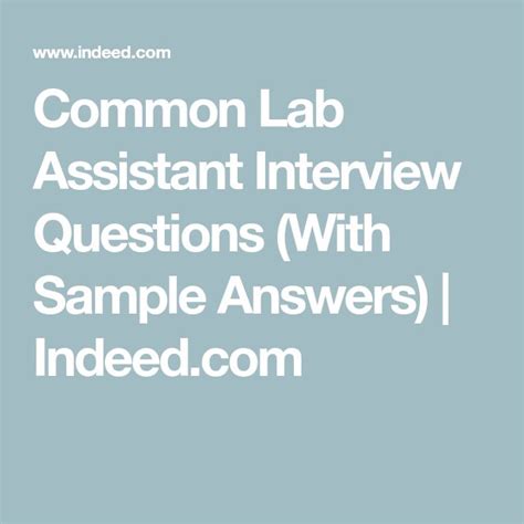 School Lab Assistant Interview Questions And Answers