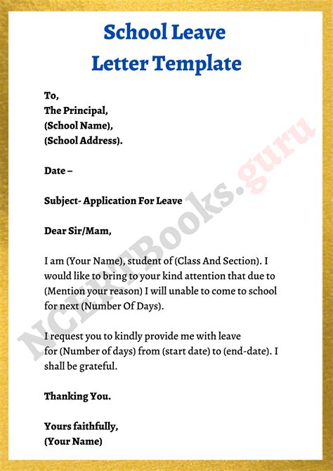 School Leaving Request Letter Sample