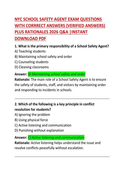 School Safety Agent Nyc Practice Exam Bing