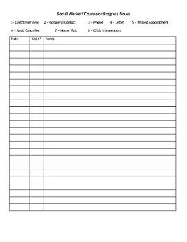 School Social Work Progress Notes Template