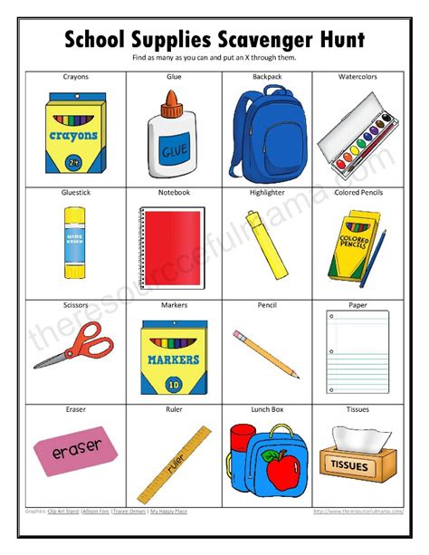 School Supplies Scavenger Hunt Free Printable Activity For First Day Of School Scavenger Hunt - First Day Of School Scavenger Hunt