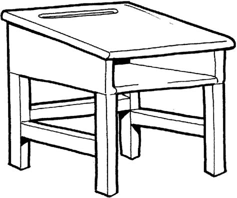 School Table Clipart Black And White