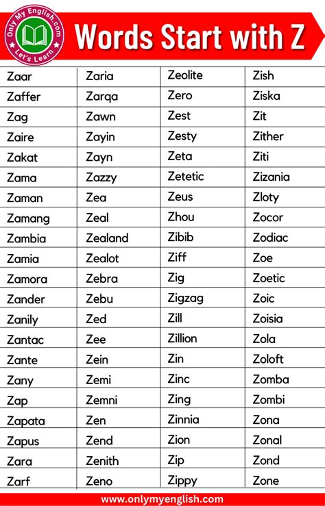 School Words That Start With Z   Awesome Cool Words That Start With Z English - School Words That Start With Z