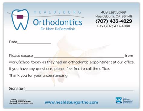 Read Online School Excuse Letter Orthodontist Appointment 