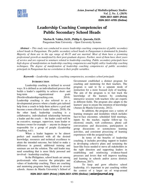 Download School Leader Coaching Competencies A Research Synthesis Pdf 