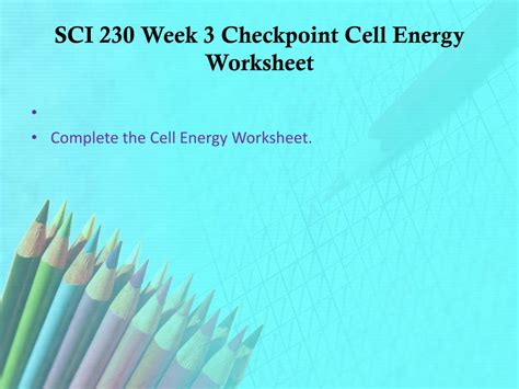 Sci 230 Cell Energy Worksheet 2016 Cell Energy Worksheet - Cell Energy Worksheet