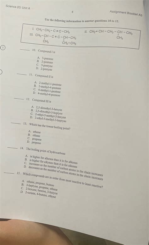 Science 20 Assignment Booklet Answer Key