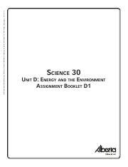 Science 30 Assignment Booklet D1