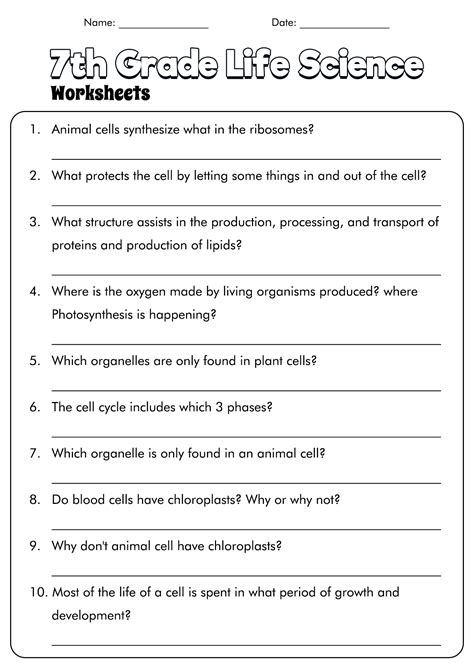 Science 7th Grade Worksheets