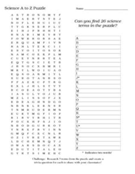 Science A Z Word Work Puzzles And Activities Science A To Z Puzzle - Science A To Z Puzzle