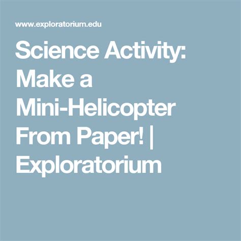 Science Activities Exploratorium Science Activities - Science Activities