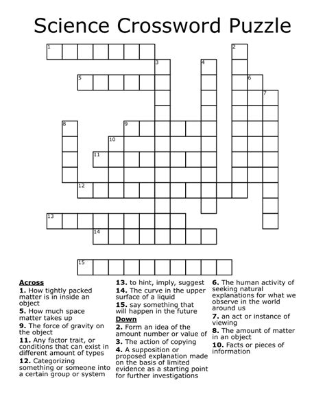 Science Crossword Puzzles Crossword Hobbyist Science Crossword Puzzles Answers - Science Crossword Puzzles Answers