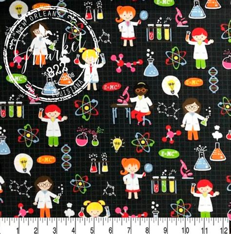 Science Fabric Print Etsy Science Cotton Fabric - Science Cotton Fabric