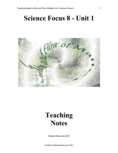 Science Focus 8 Unit 1 Review Answer
