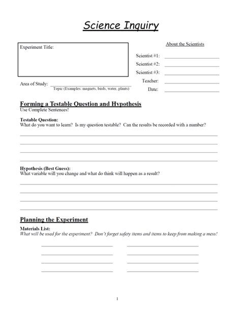 Science Inquiry Worksheets   Writing A Physics Laboratory Worksheet Inspired By Inquiry - Science Inquiry Worksheets