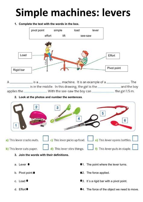 Science Levers Pulleys And Gears Worksheet Levers And Pulleys Worksheet - Levers And Pulleys Worksheet