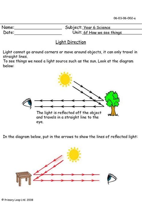 Science Light Worksheet Primaryleap Co Uk Light Matching Worksheet Answers - Light Matching Worksheet Answers