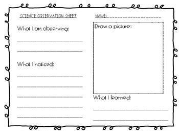 Science Observation Sheet By Voracious Teaching Tpt Science Observation Worksheets - Science Observation Worksheets
