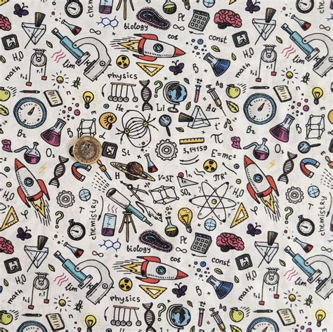 Science Theme Cotton Fabric Etsy Science Cotton Fabric - Science Cotton Fabric