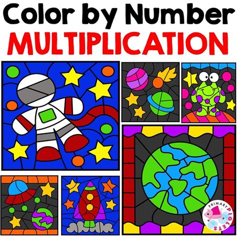 Science Themed Multiplication Color By Number Worksheets Colour By Number Multiplication - Colour By Number Multiplication
