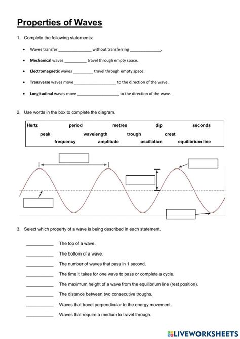 Science Wave Properties Work Sheet Answers