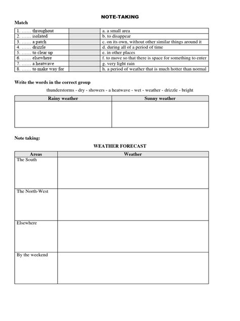 Science Weather Note Taking Answers