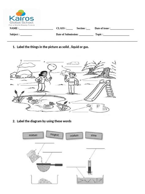Science Worksheet For Class 3