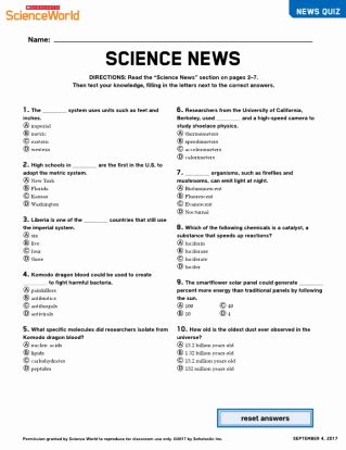 Science World Magazine Worksheets Teacher Worksheets Science World Magazine Worksheets Answers - Science World Magazine Worksheets Answers