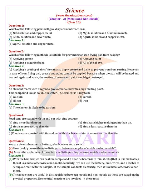 Download Science 10 Chapter 3 Test 