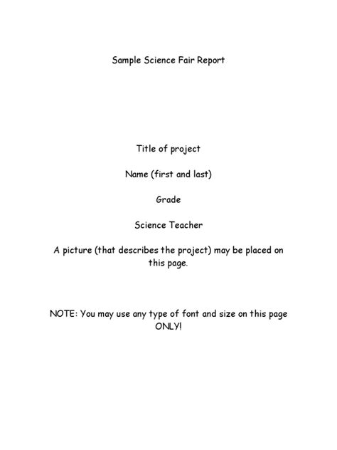 Read Science Fair Project Report Sample Quia 