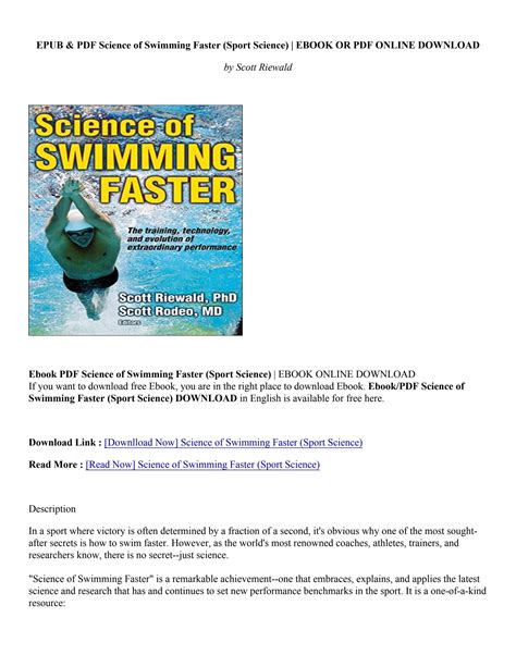 Full Download Science Of Swimming Faster Pdf 