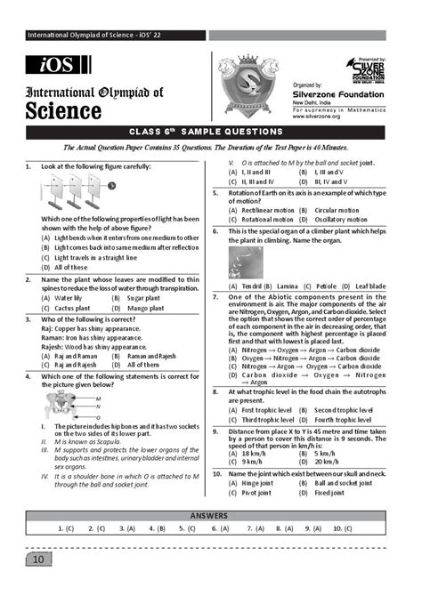 Read Online Science Olympiad Question Paper Of 2010 