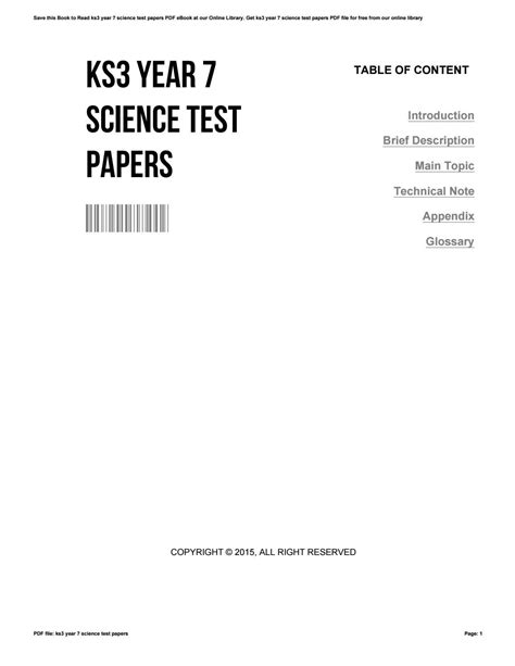 Download Science Test Papers Ks3 2011 