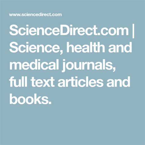 Sciencedirect Com Science Health And Medical Journals Full All Science - All Science