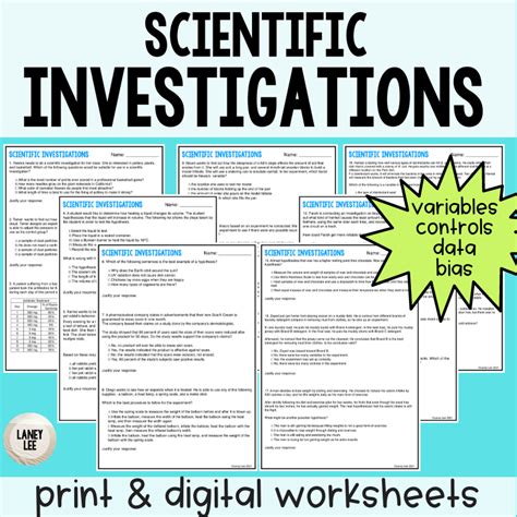 Scientific Investigations Questions Worksheet Laney Lee Science Investigations Worksheets - Science Investigations Worksheets