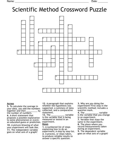 Scientific Method 49 Answers Crossword Clues Methods Of Science Crossword Puzzle - Methods Of Science Crossword Puzzle