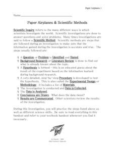 Scientific Method Lesson Planet Paper Airplane Lab Worksheet - Paper Airplane Lab Worksheet