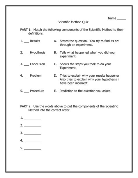 Scientific Method Quiz