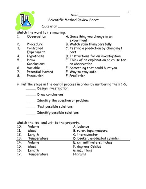 Scientific Method Review Worksheet Study Guide With Answer Scientific Method Vocabulary Worksheet Answer Key - Scientific Method Vocabulary Worksheet Answer Key