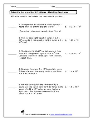scientific notation word problems worksheet with answers support