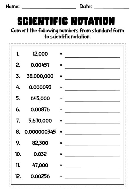 Scientific Notation Worksheet