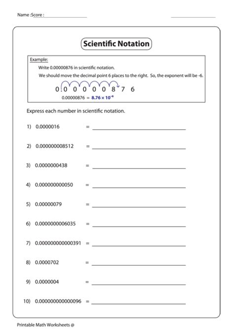 Scientific Notation Worksheet Pdf And Key Convert Between Standard Form To Scientific Notation Worksheet - Standard Form To Scientific Notation Worksheet