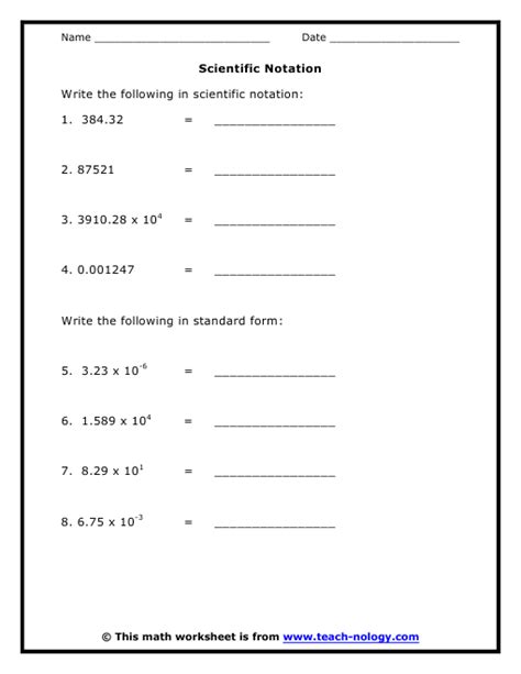 Scientific Notation Worksheets 8th Grade Scientific Notation Worksheet - 8th Grade Scientific Notation Worksheet