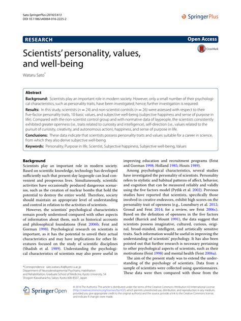 Scientists X27 Personality Values And Well Being Pmc Science Trait - Science Trait